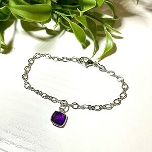 Artisan Crafted Bracelet with Cushion Cut Amethyst Gemstone Pendant